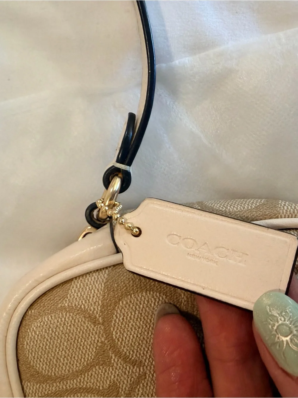 Coach Tan Signature Canvas Crossbody with Cream Trim
